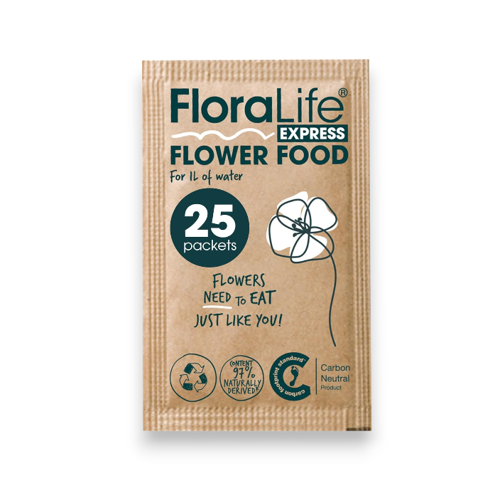 FloraLife Fresh-Cut Flower Food - Sachet Multi-Nutrient & Hydration Solution - 25 Packets 10gr Recyclable Paper Packets