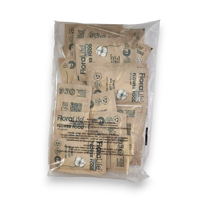 FloraLife Fresh-Cut Flower Food - Sachet Multi-Nutrient & Hydration Solution - 25 Packets 10gr Recyclable Paper Packets
