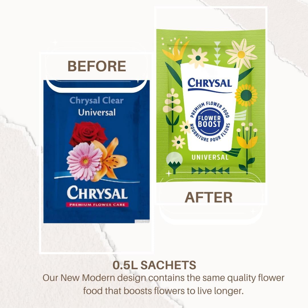 Chrysal Flower Boost – Clear Flower Food Packets for Flower Arrangements & Bouquets – Floral Supplies for Fresh Flowers – Fresh Flower Arrangements Supplies 5g