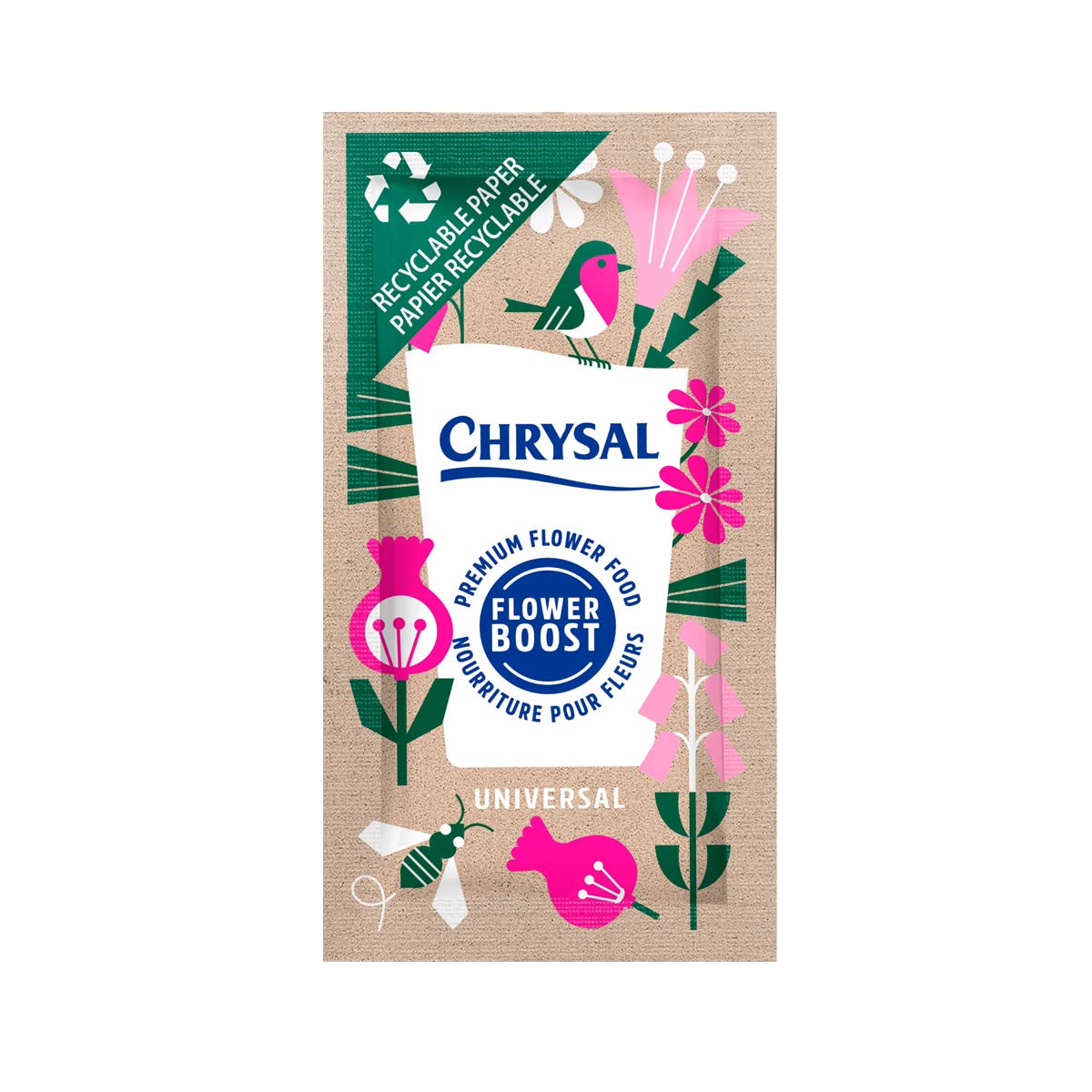 Chrysal Recyclable Paper Flower Food Packet - 100 ct, for 1L of Water