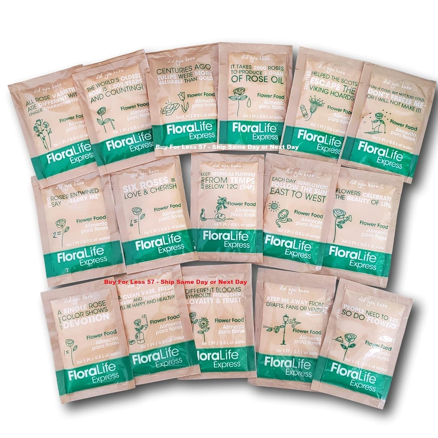 Cut Flower Food Floralife Flower Food Powdered Packets - Pack of 36 Express Universal Packets