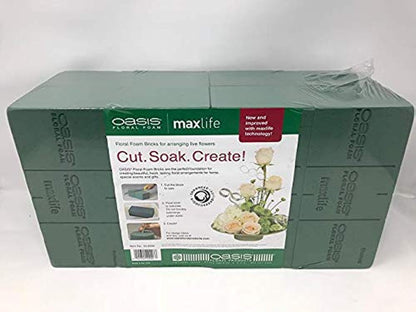 Oasis Pack of 8 Standard Floral Foam Bricks. New and Improved with MaxLife Technology for Longer Fresh Flower Life.