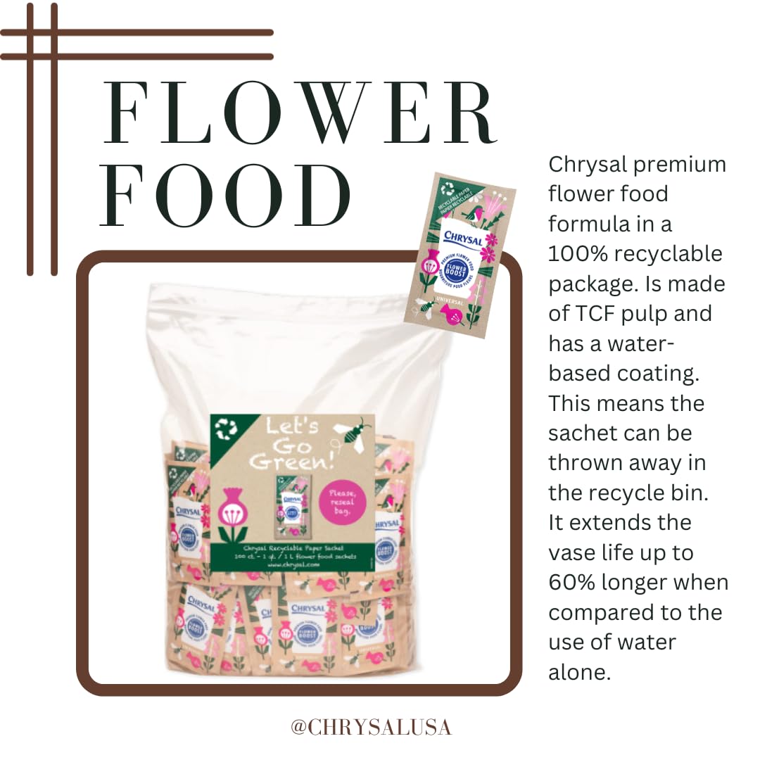 Chrysal Recyclable Paper Flower Food Packet - 100 ct, for 1L of Water