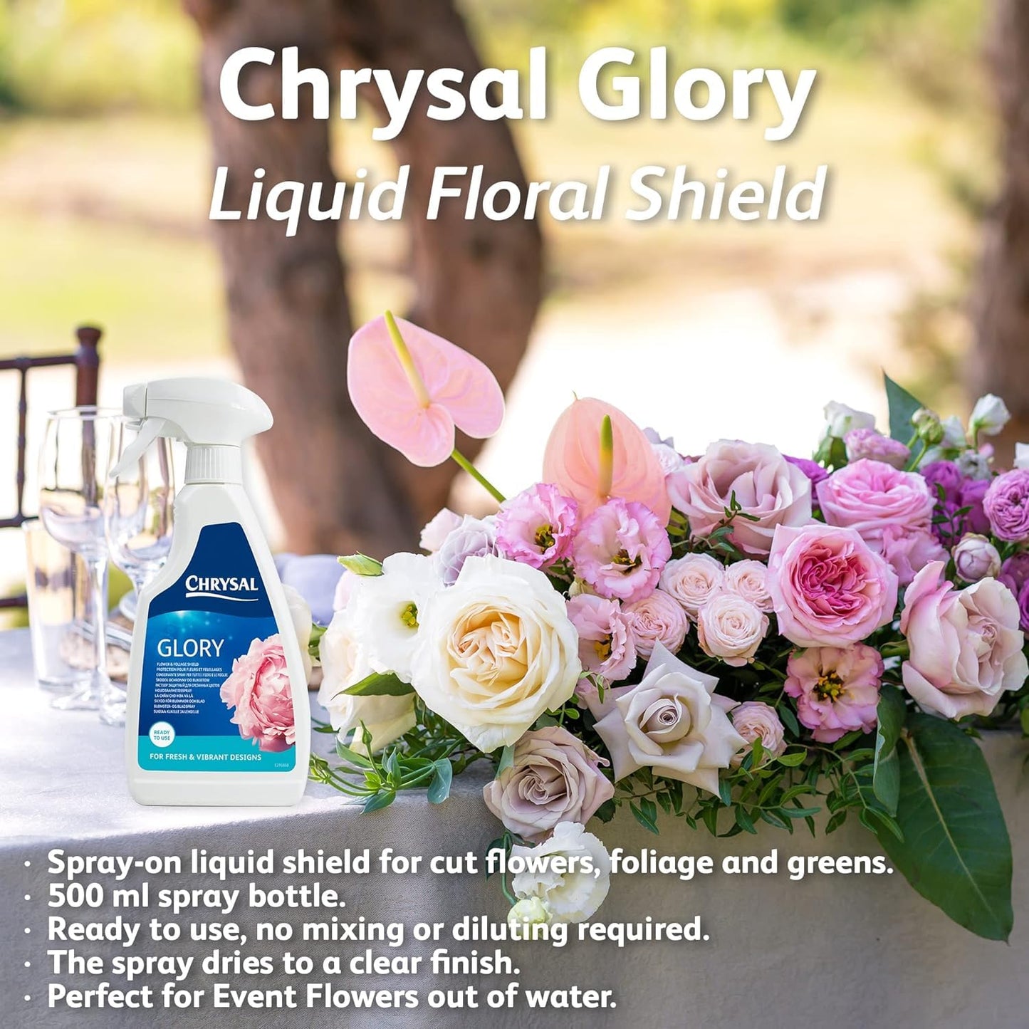 Chrysal Professional Glory Flower and Foliage Finish — Floral Supplies for Fresh Flowers — Spray for Fresh Cut Flower Arrangements — Cut Flower Preservative Spray — Ideal Florist Supplies (2 Pack)