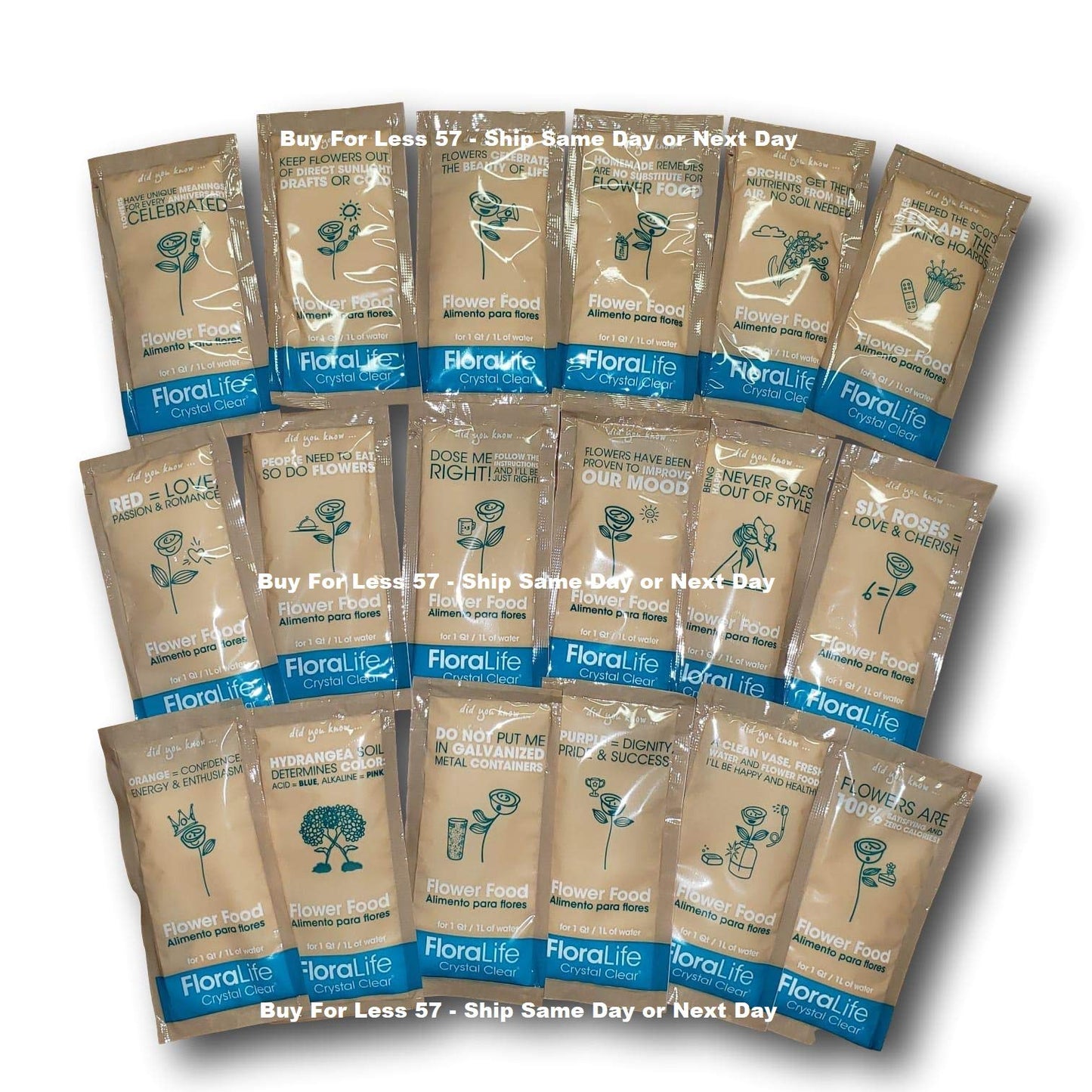 Cut Flower Food Floralife Crystal Clear 100 Powdered Packets (10gr Packets, Not The 5gr)